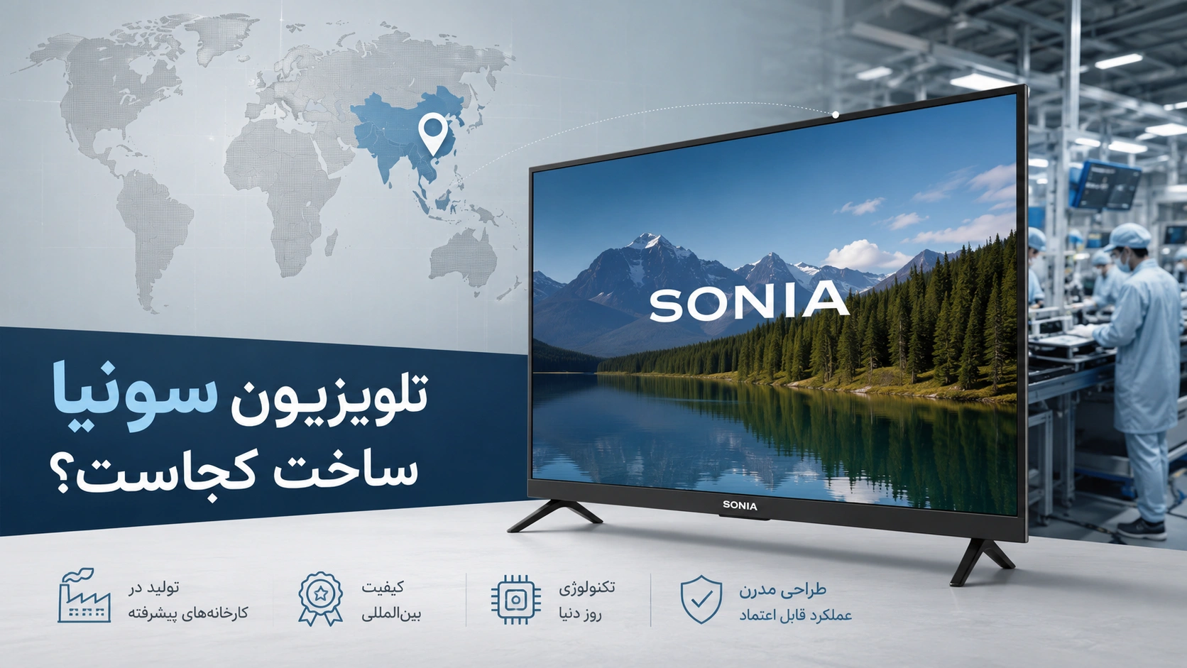 در این مقاله بررسی می‌کنیم تلویزیون سونیا ساخت کجاست، کیفیت آن در رده اقتصادی چطور ارزیابی می‌شود و قبل از خرید باید به چه نکاتی درباره پنل، گارانتی، امکانات هوشمند و خدمات پس از فروش توجه کنید.